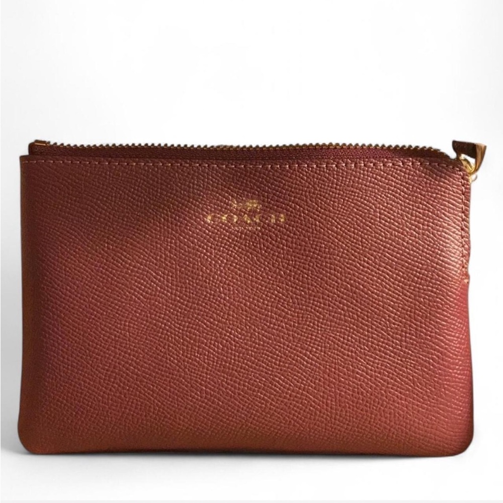Coach Corner Zip Wristlet, wine color